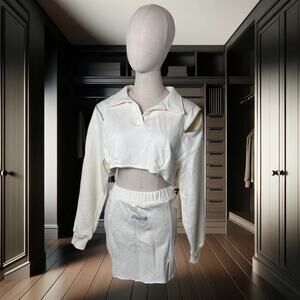 🤍 NOLA “Never Ordinary L’Ange” Bone White Zipper Sweatshirt & Pencil Skirt Set